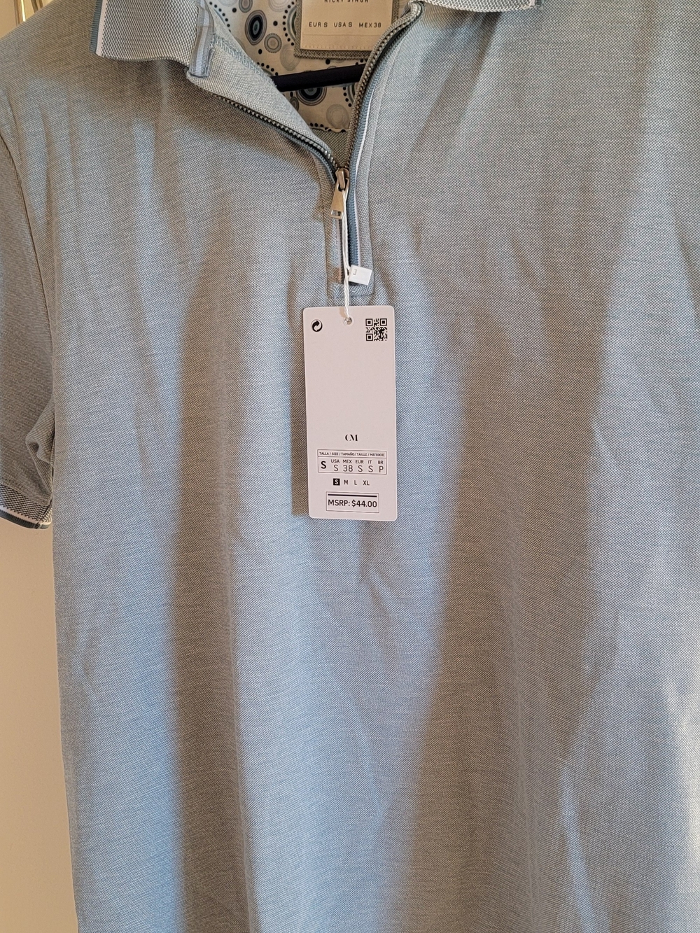 Cactus Light Blue Zip Polo
